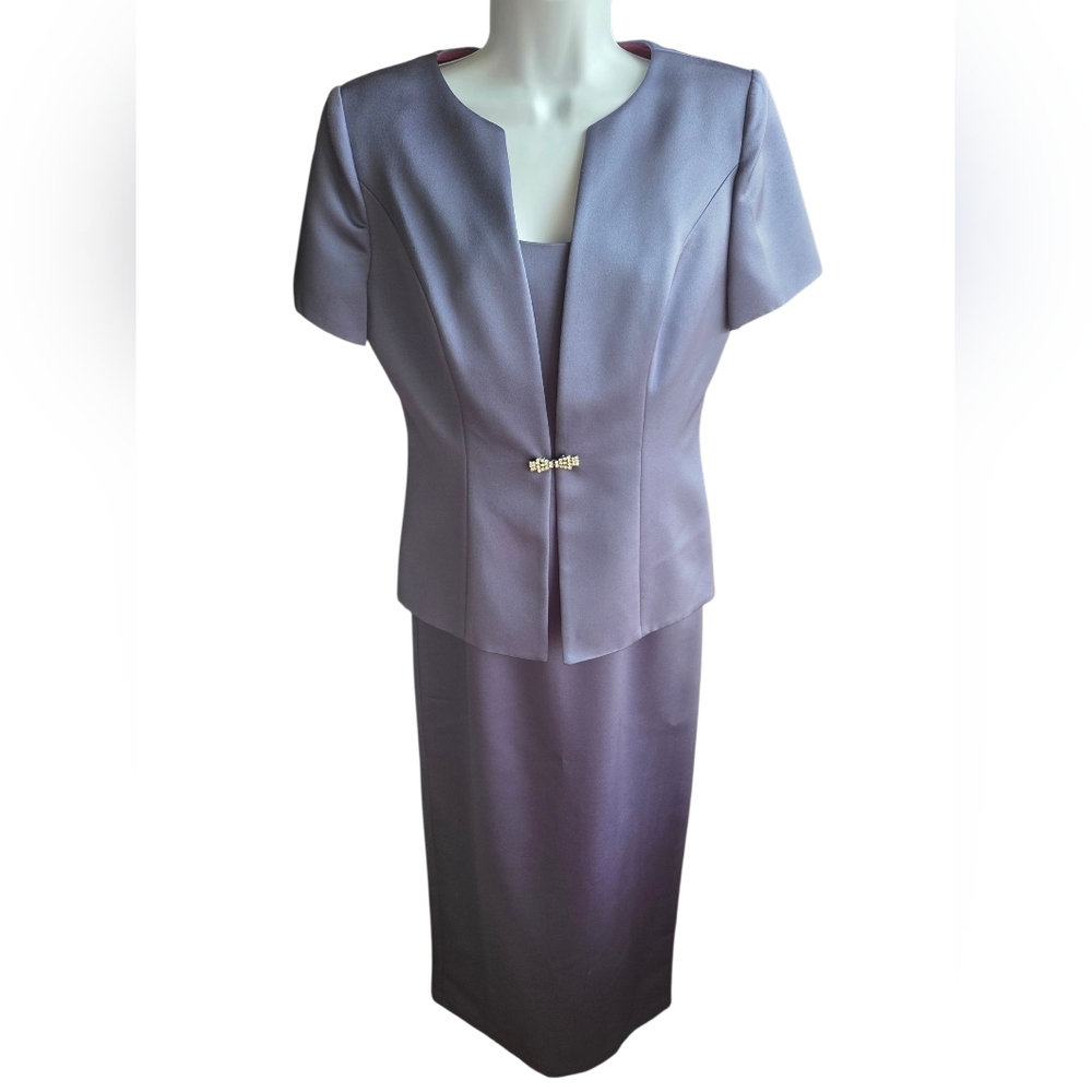 NWT Alex Evenings Blue 2 Pc Dress Set, Sparkles Buttons Size 8P